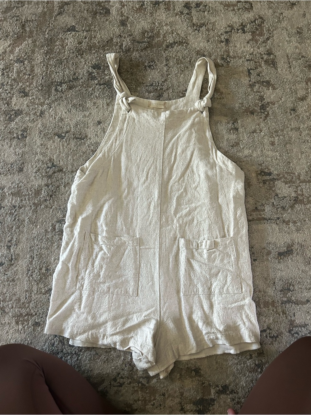 Altar'd State Cream Tie-Shoulder Knit Romper